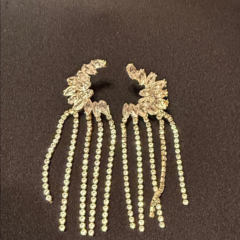 Elegant Gold Crystal Dangle Earrings
